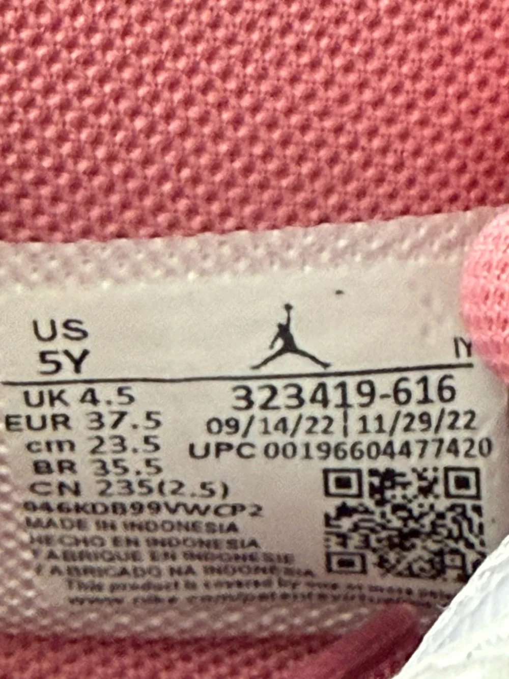 Nike Air Jordan 6 Rings GS Coral Chalk Desert Berry White Size 5Y Girls w/box - Picture 10 of 16